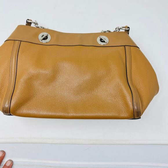 Coach Turnlock Edie Bag Tan Silver Hobo Pebble Leather DIY Handles - Picture 5 of 15